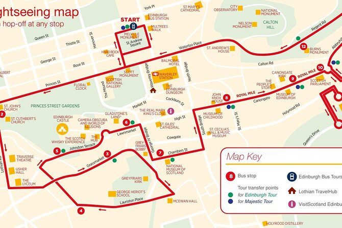 City Sightseeing Edinburgh Hop-On Hop-Off Bus Tour + Kids Go Free - Stop-by-stop: what you’ll see and what each area is good for